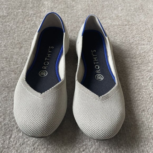 Rothy’s Shoes Womens Size 7.5 Taupe Gray/Beige The Flat Casual Knit Ballet Flats - Picture 2 of 13